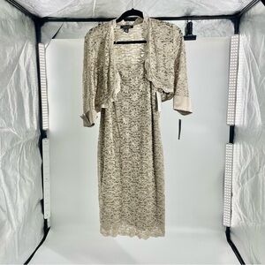 RM richards‎ gold short lace dress with half jacket style 7140 Cocktail Size 8